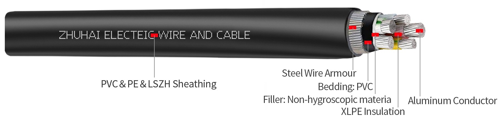 Low Voltage SWA Aluminum Cable,AL/XLPE/SWA/PVC